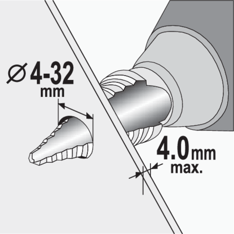 Þrepabor 4-32mm Sthor diagram