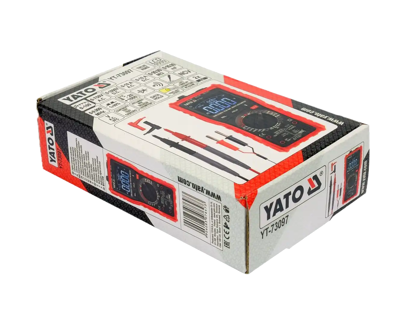 Yato digital multimeter packaging on a white background